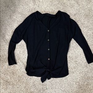 Black Button-Down Women's Blouse
